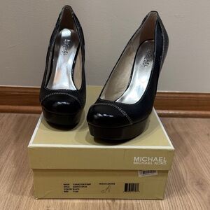 MICHAEL Michael Kors Black Platform Pump with Patent Cap Toe